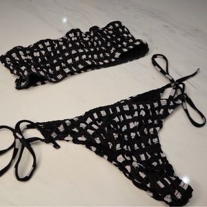 Checkered Tube Top Bikini Set